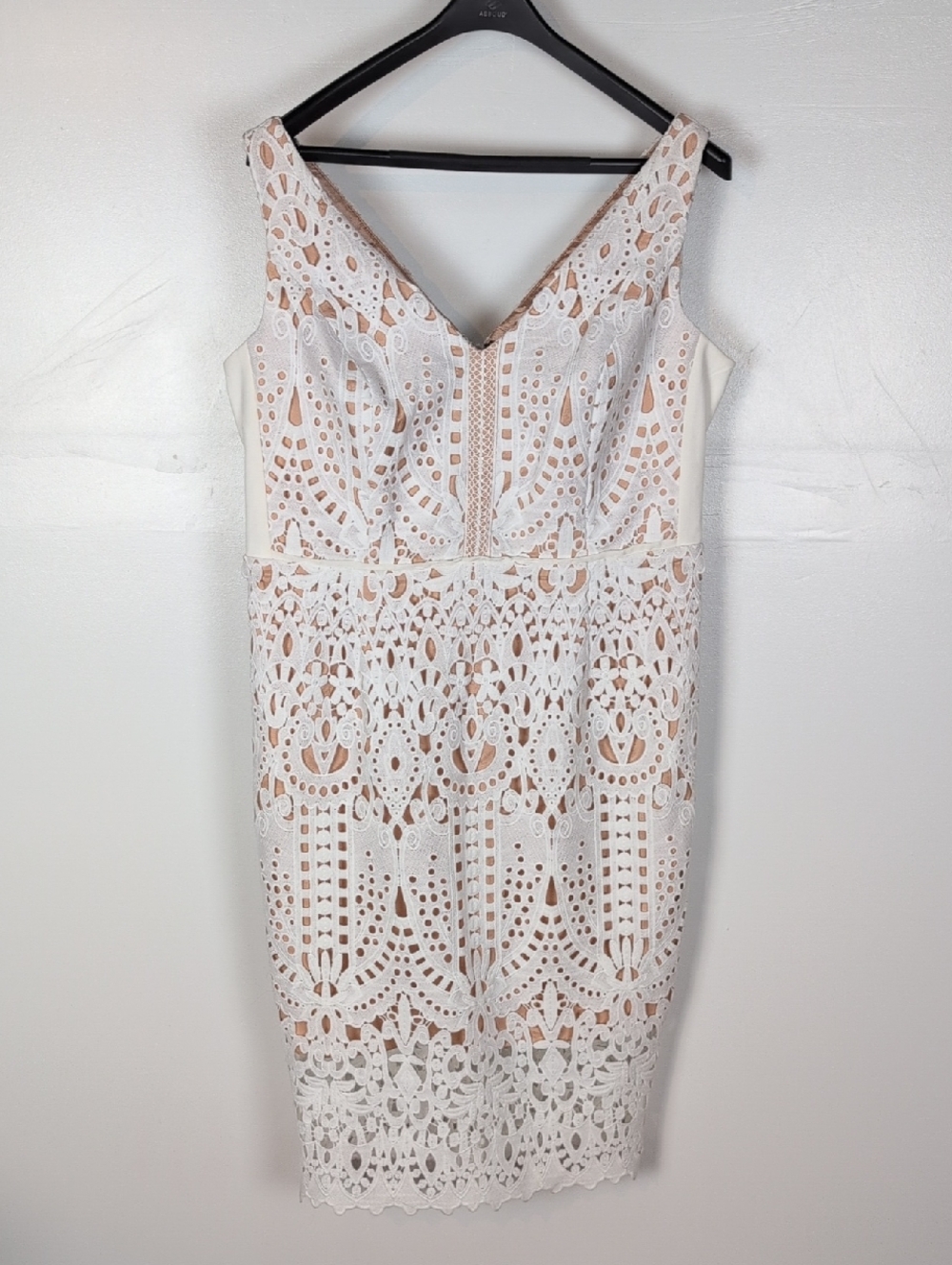 White Lace V-Neck Bodycon Dress